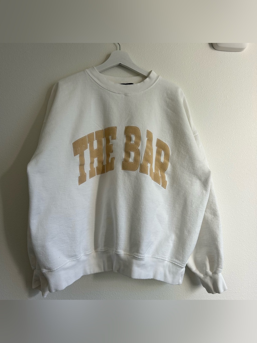 The Bar White Sweatshirt with Tan Logo